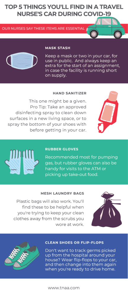 Top 5 Things in a Travel Nurse's Car During COVID-19 Top 5 Things in a Travel Nurse's Car During COVID-19