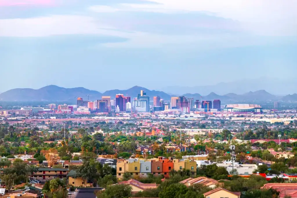 Phoenix skyline at sunset