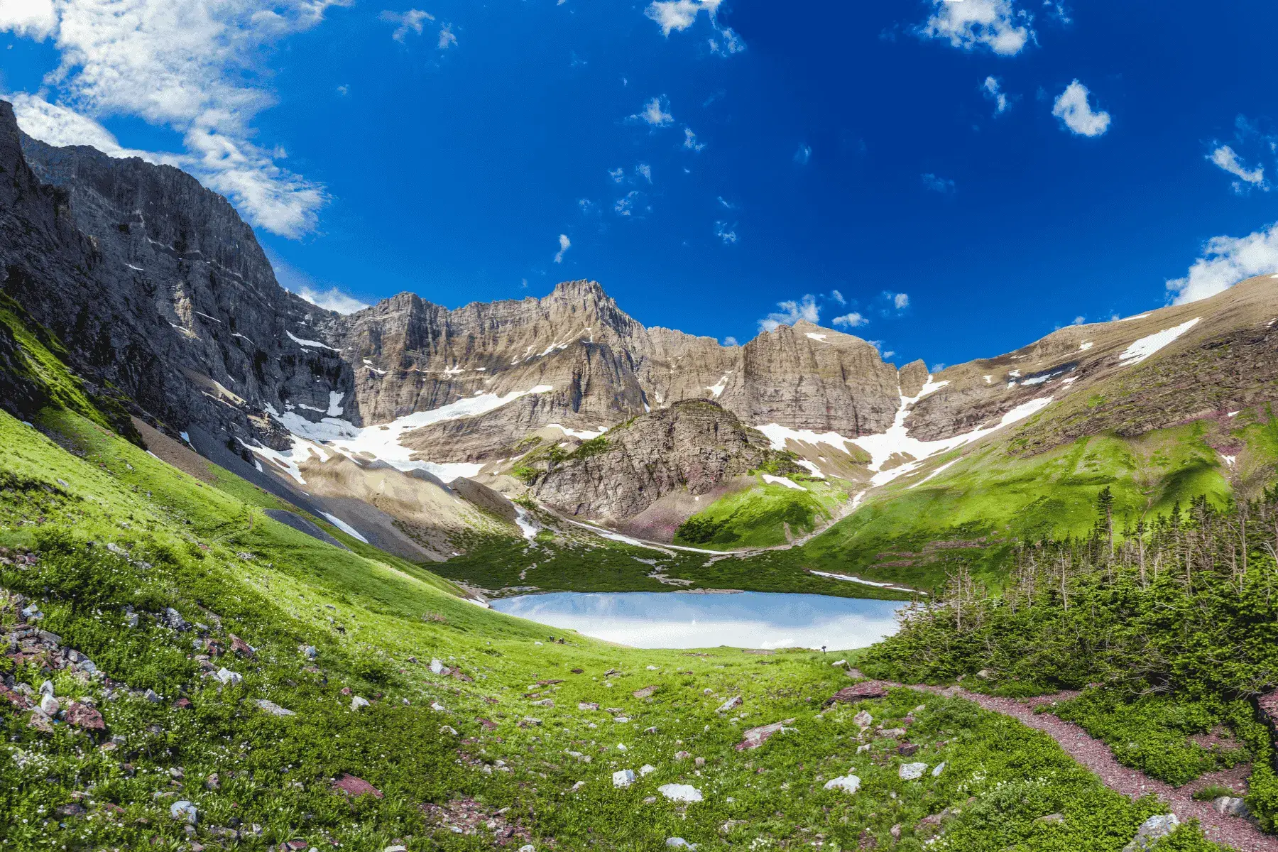 5 Mountainous National Parks and Top Hikes for the Best Views view of a mountain valley with lake beneath